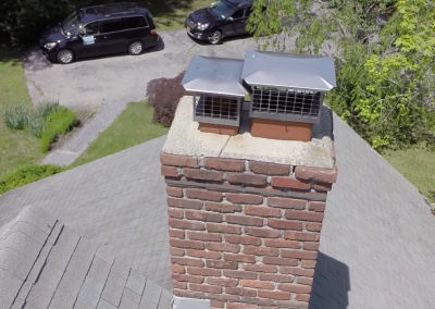 Aerial inspection cracked chimney crown